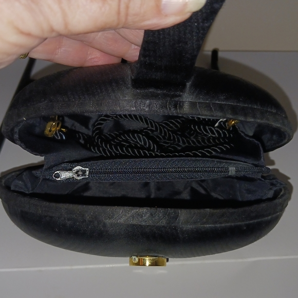 Whiting & Davis Black Satin Crossbody and/or Clutch - Picture 5 of 13